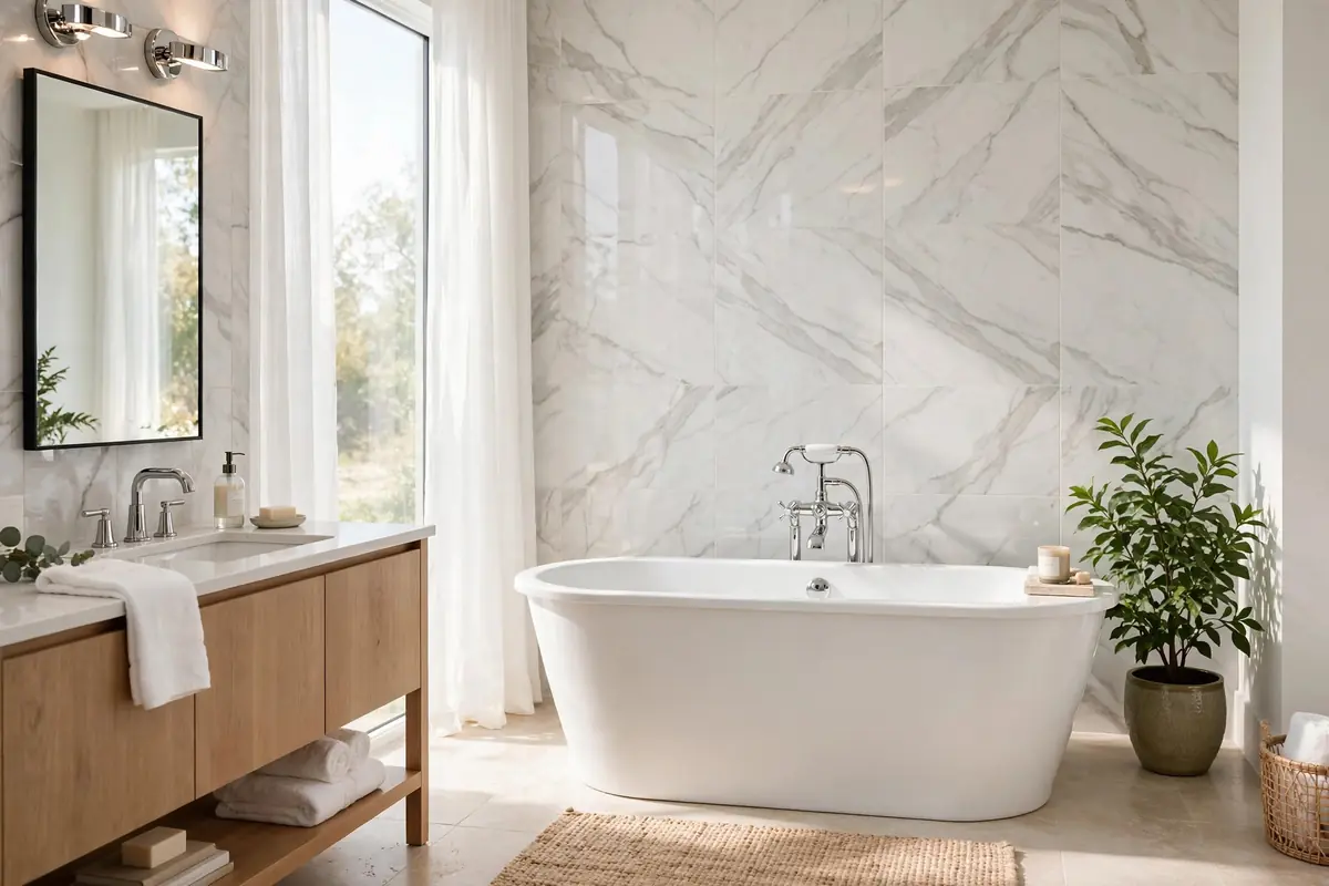 Bright bathroom with quality fixtures in an Oakton home